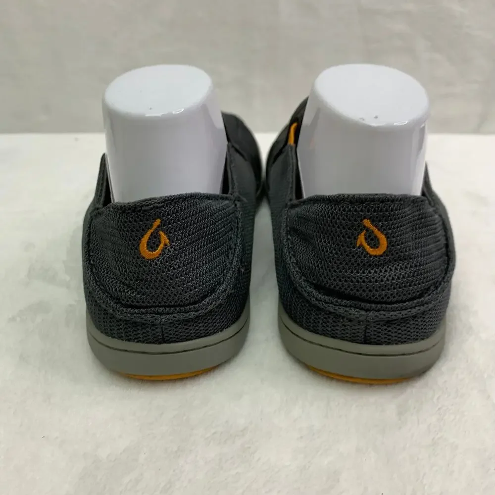 OluKai Mens 8.5 Nohea Mesh Sneakers Lace Up Slip On Comfort Shoes Gray Orange